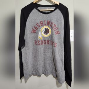 NFL Washington Redskins Men's Gray and Black Long Sleeve Shirt, Old Logo, XXL